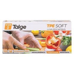 Luva Plástica - Incolor - Tamanho único – Pacote com 100 unidades