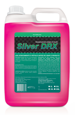 Silver DRX é um desengraxante concentrado, utilizado para remoção de diversas sujidades em: chassis, motores, pneus e carrocerias de veículos leves e pesados. Eficiente poder de limpeza e fácil enxágue.